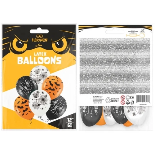 Balony halloween ozdoby dekoracje halloween nietoperz pająk balon 6szt